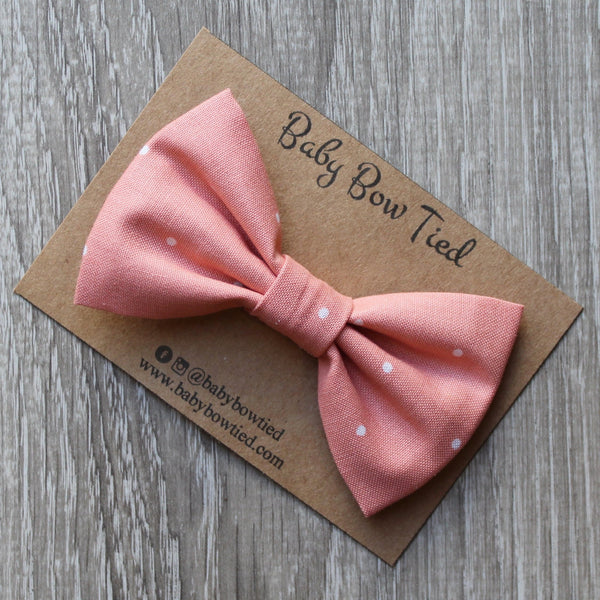 Salmon Polka Dot Bow Tie