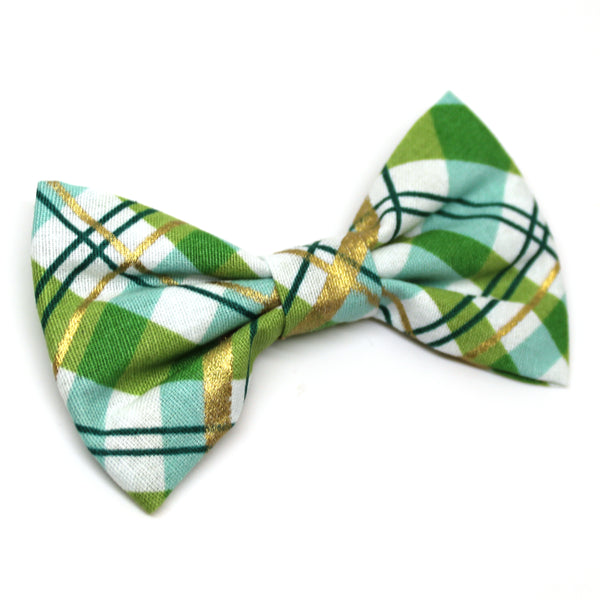Shamrock Green Plaid Bow Tie