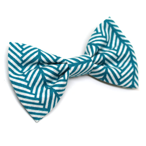 Turquoise Herringbone Bow Tie