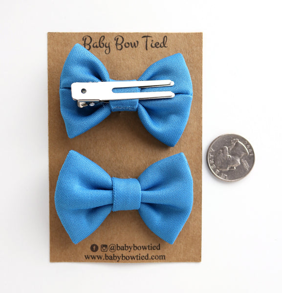 Turquoise Fabric Pigtail Clips