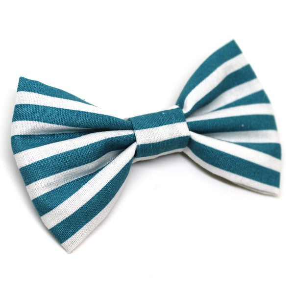 Turquoise Striped Bow Tie