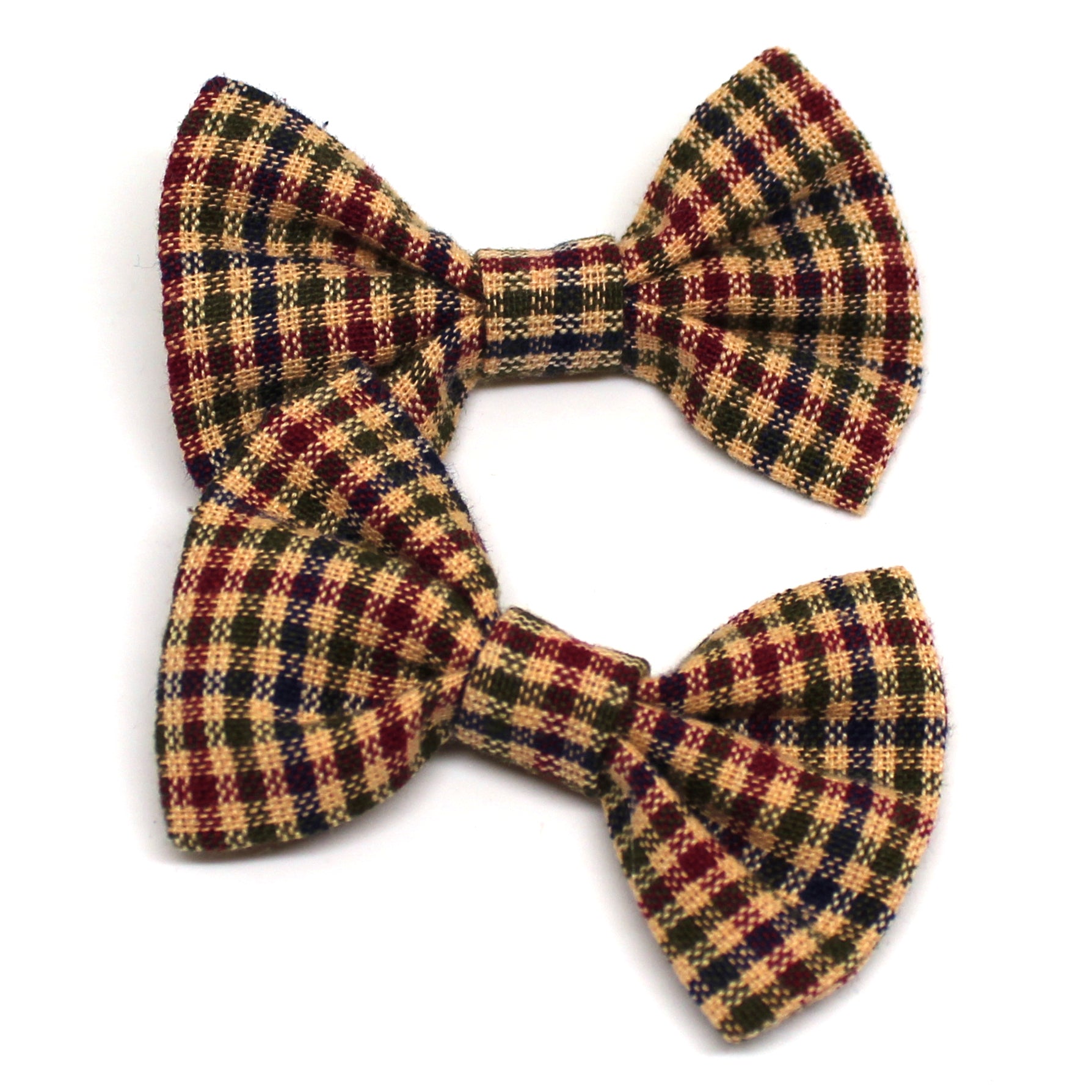 Winter Plaid Fabric Pigtail Clips