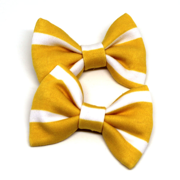 Yellow Striped Fabric Pigtail Clips