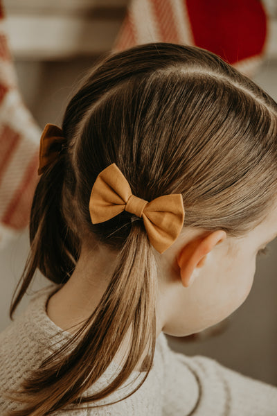 Mustard Yellow Fabric Pigtail Clips